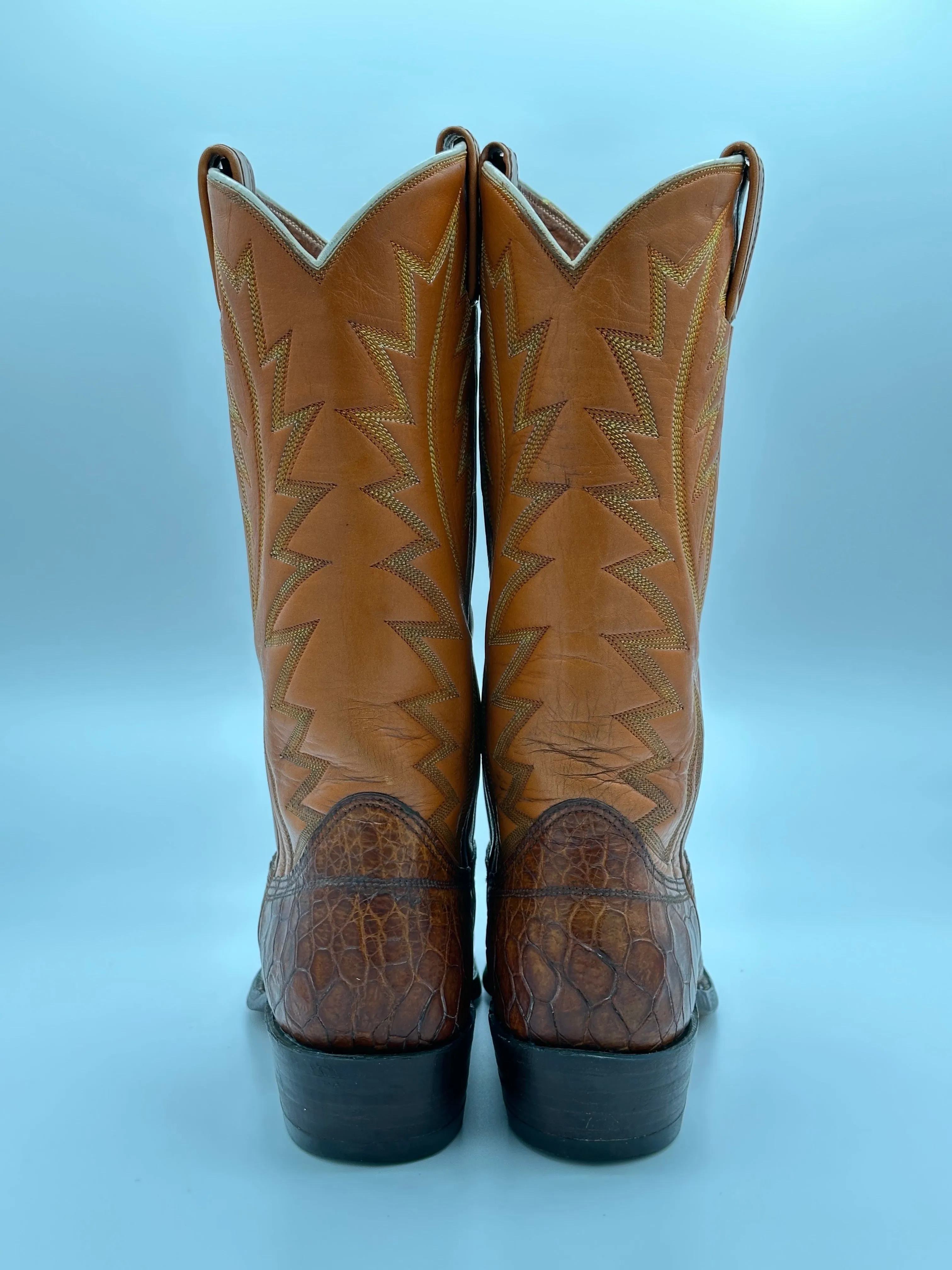 1970's Nocona Preban Honey Sea Turtle Cowboy Boots size 8 D