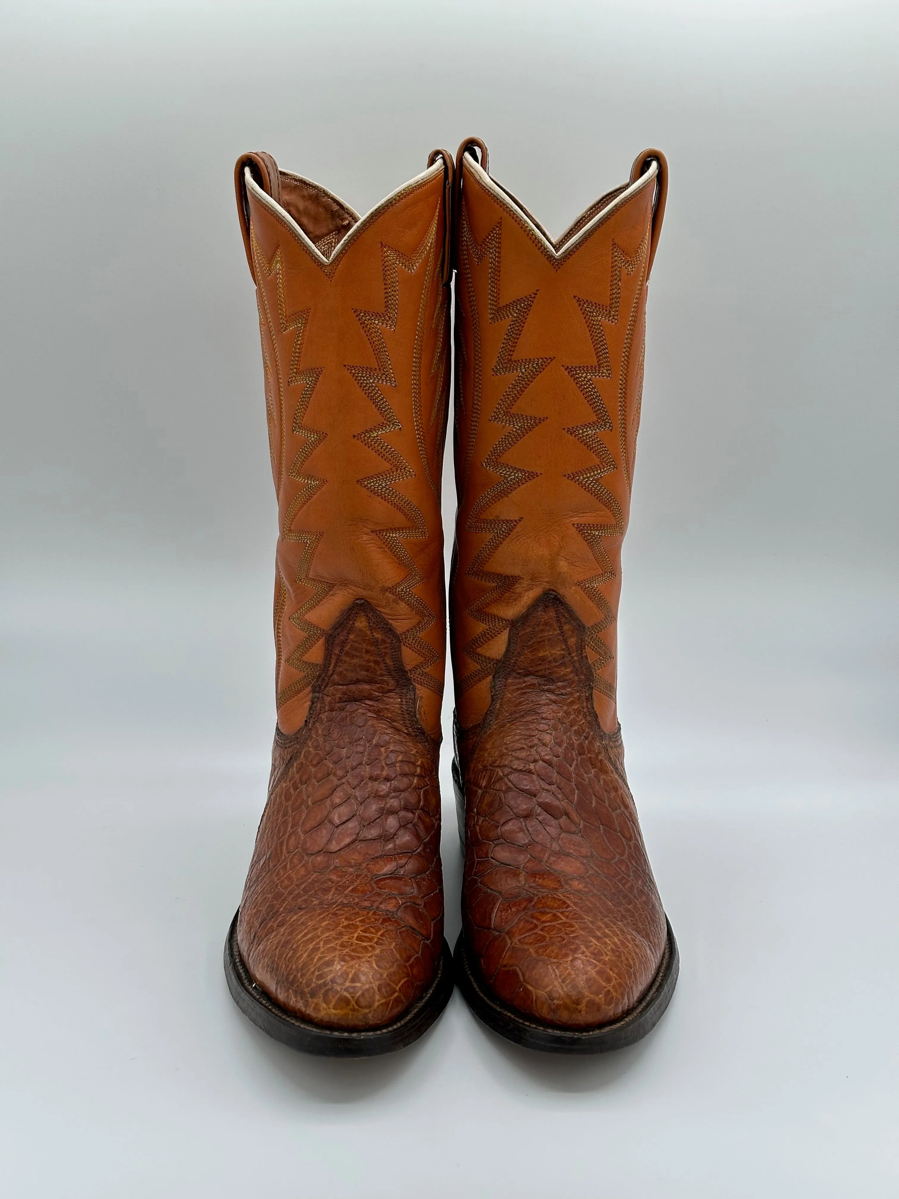 1970's Nocona Preban Honey Sea Turtle Cowboy Boots size 8 D