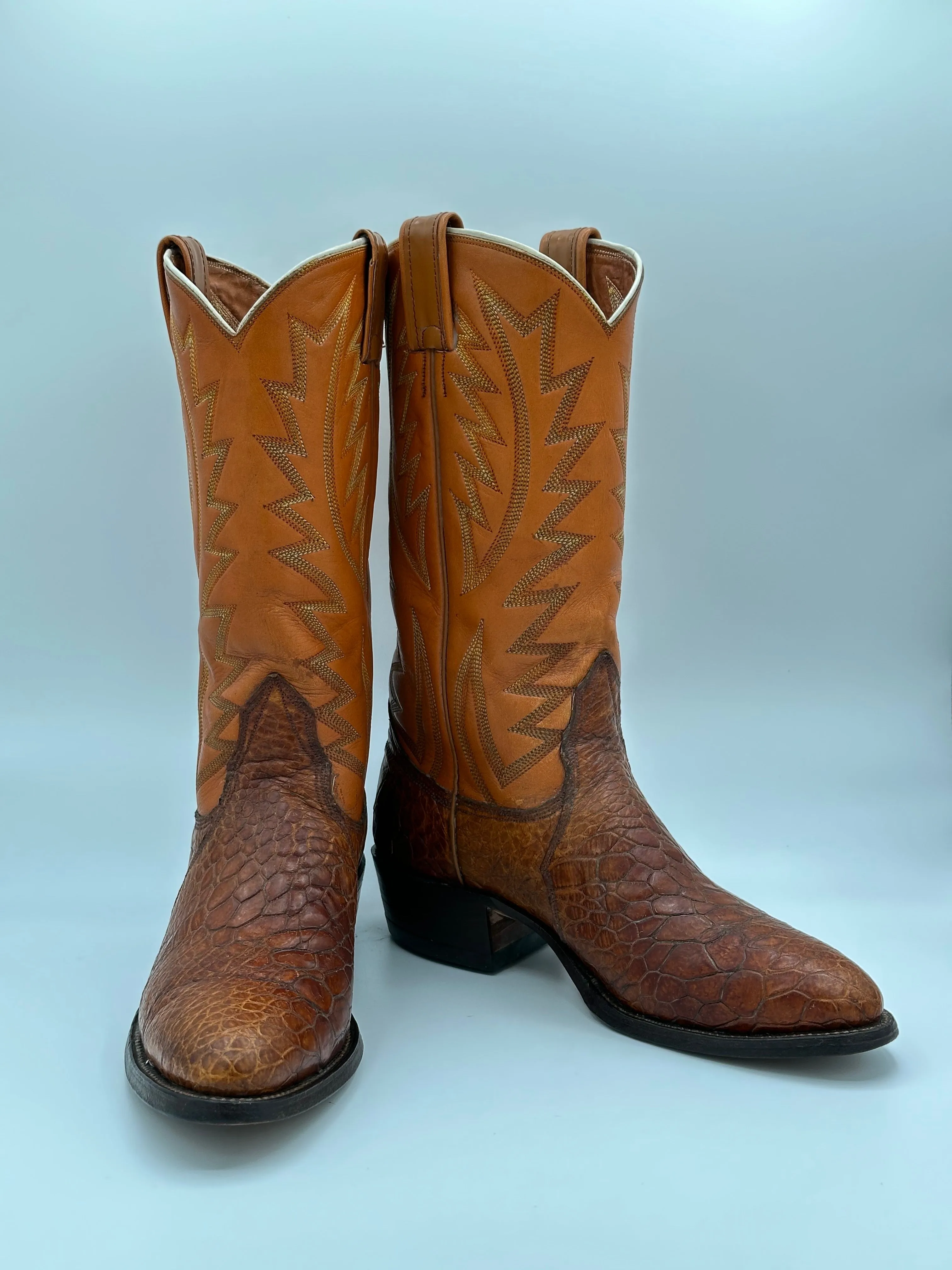 1970's Nocona Preban Honey Sea Turtle Cowboy Boots size 8 D
