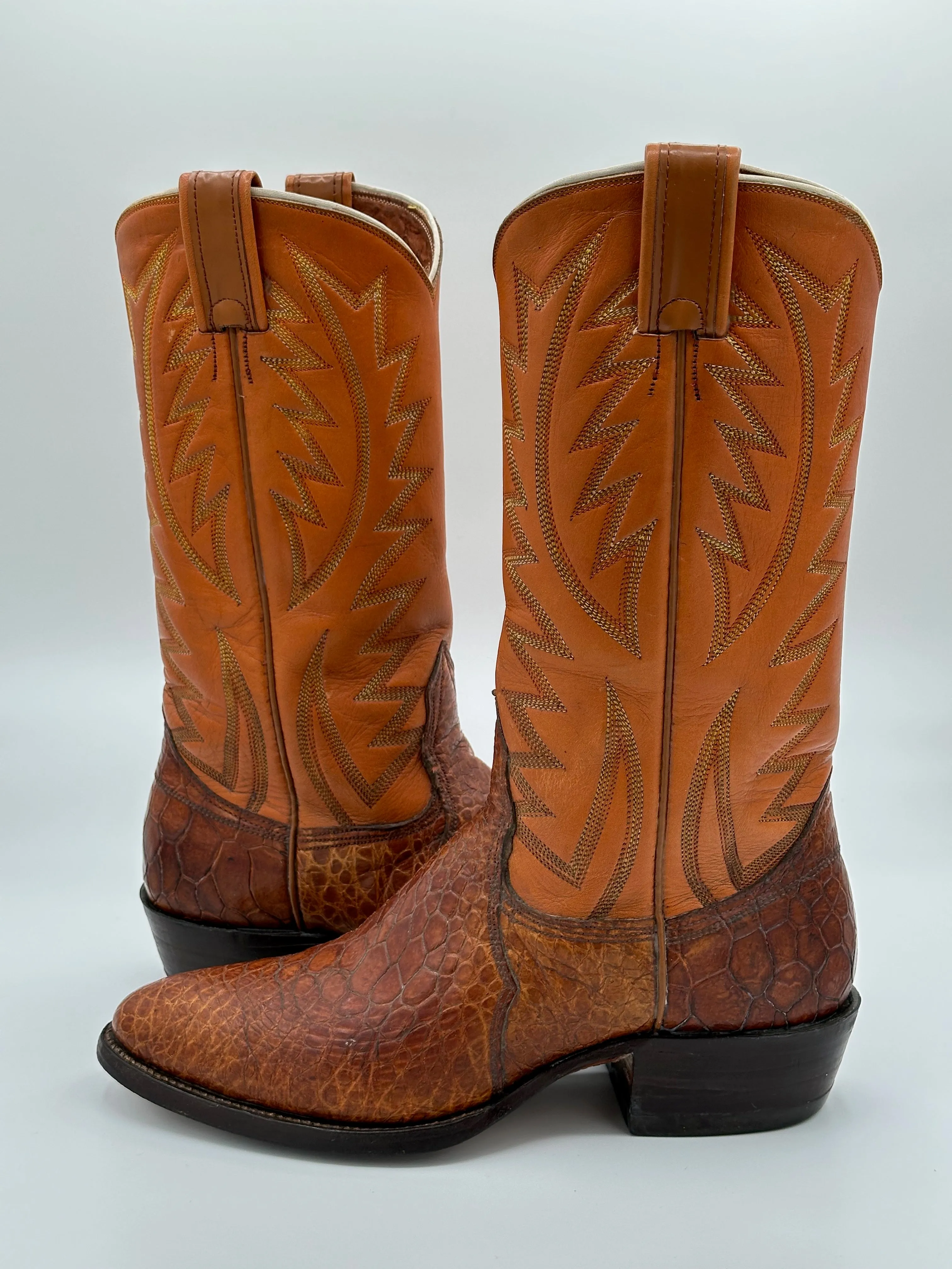 1970's Nocona Preban Honey Sea Turtle Cowboy Boots size 8 D