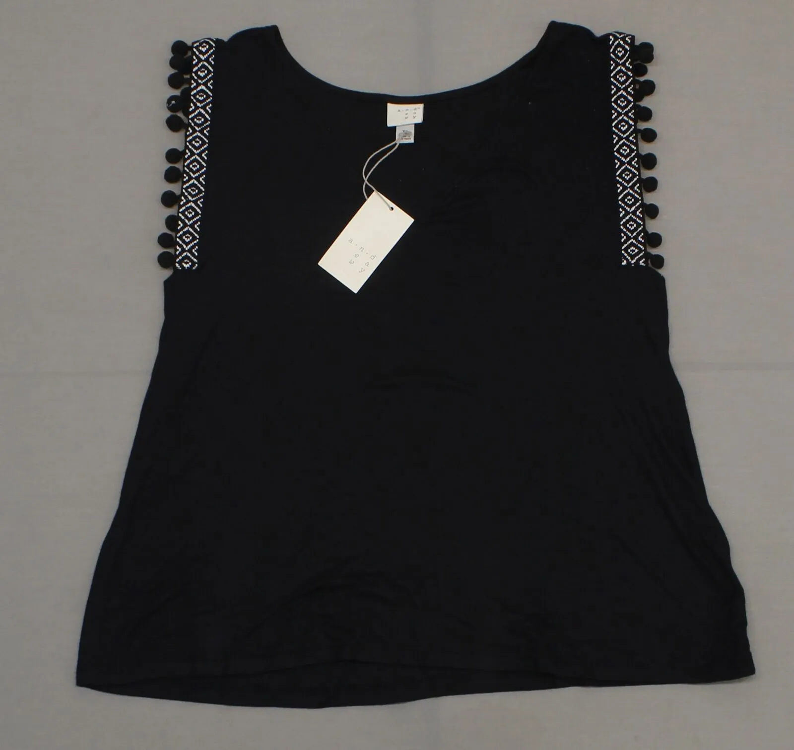 A New Day Women's Pom Pom Trim Tank Top Sleeveless Top