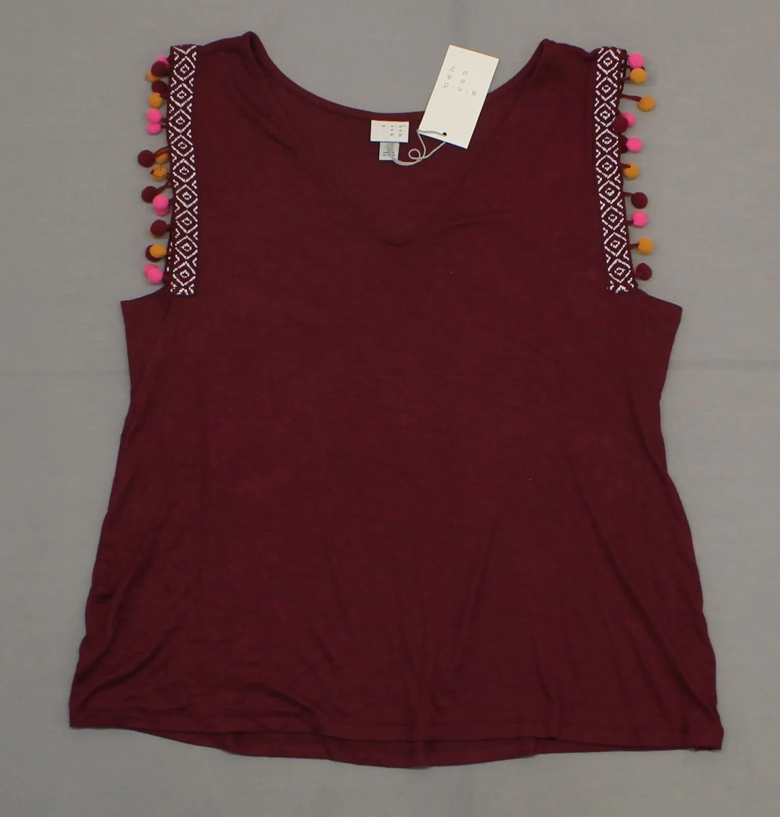 A New Day Women's Pom Pom Trim Tank Top Sleeveless Top