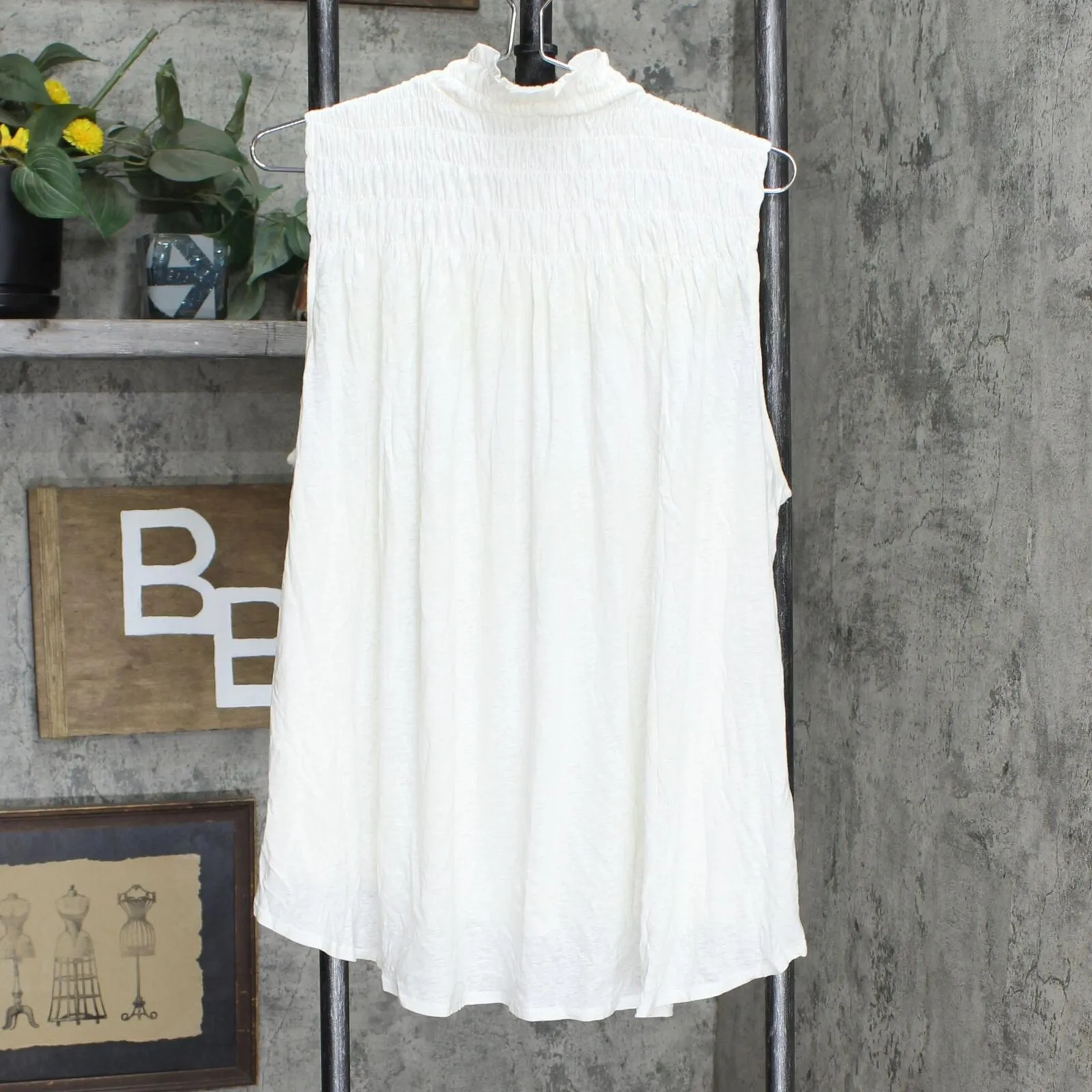 A New Day Women's Sleeveless Smocked Linen Top 567486