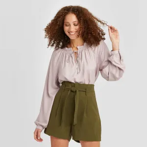 A New Day Women's Slim Fit Bishop Long Sleeve Blouse 564812