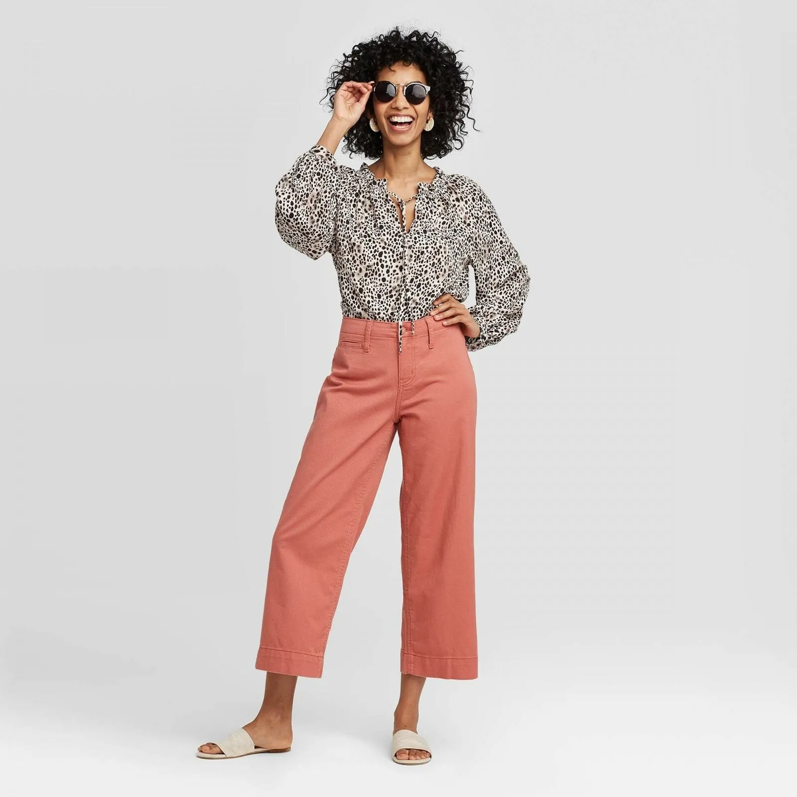 A New Day Women's Slim Fit Bishop Long Sleeve Blouse