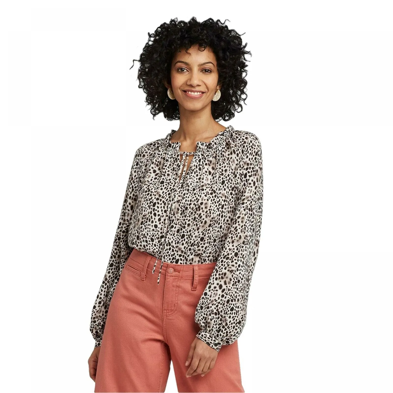 A New Day Women's Slim Fit Bishop Long Sleeve Blouse