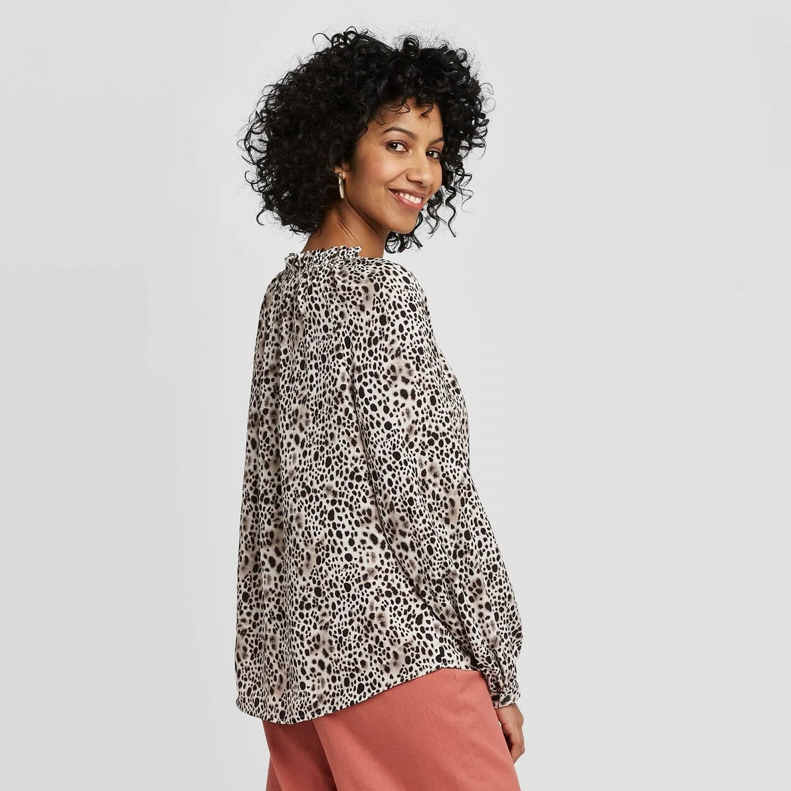 A New Day Women's Slim Fit Bishop Long Sleeve Blouse