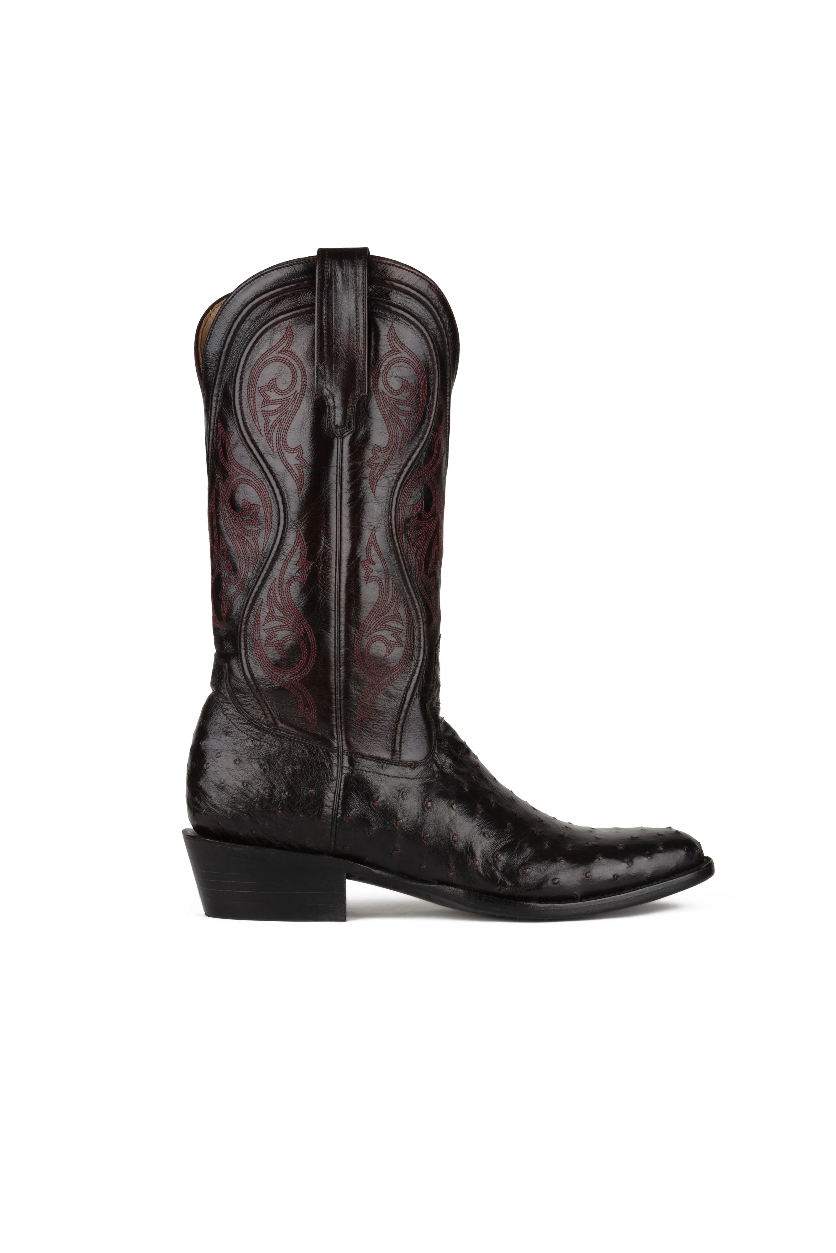 Allens Brand - Adam Full Quill Ostrich - Round Toe - Black Cherry