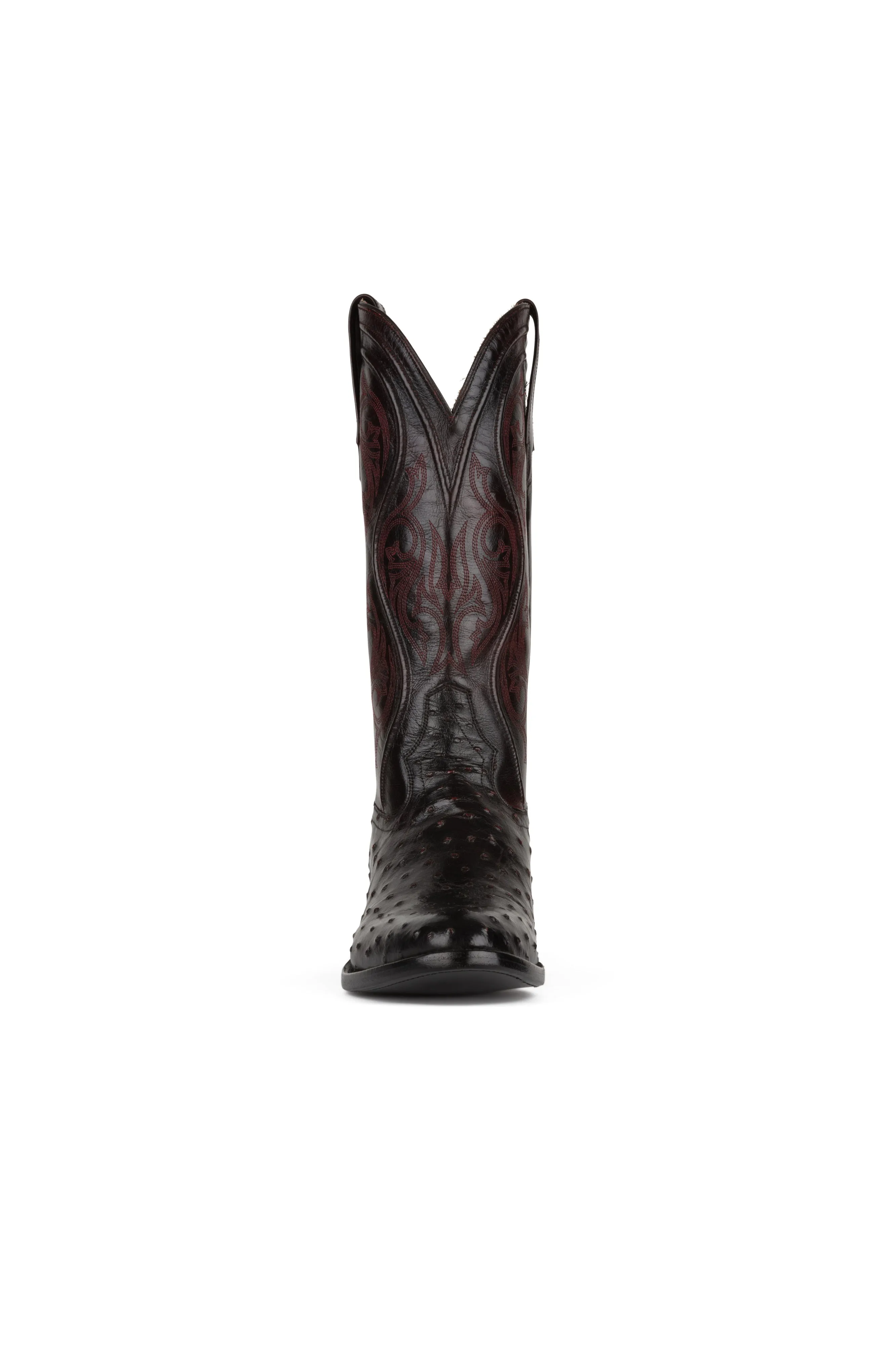 Allens Brand - Adam Full Quill Ostrich - Round Toe - Black Cherry