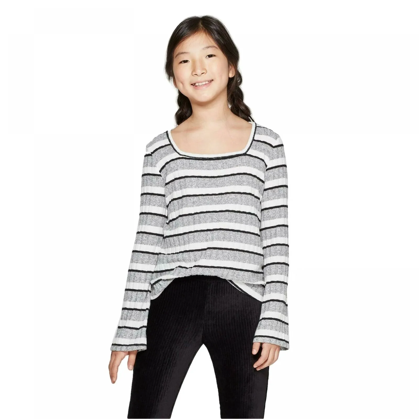 Art Class Girls' Long Sleeve Squareneck Top