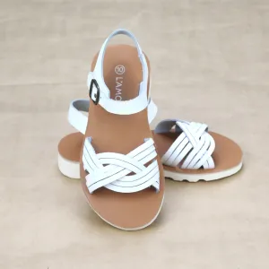 Athena Girls Braided Leather Sandal
