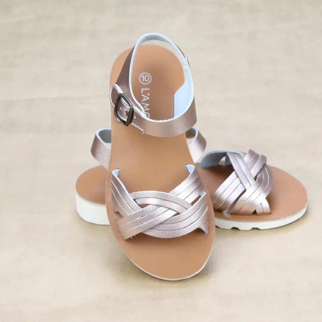 Athena Girls Braided Leather Sandal