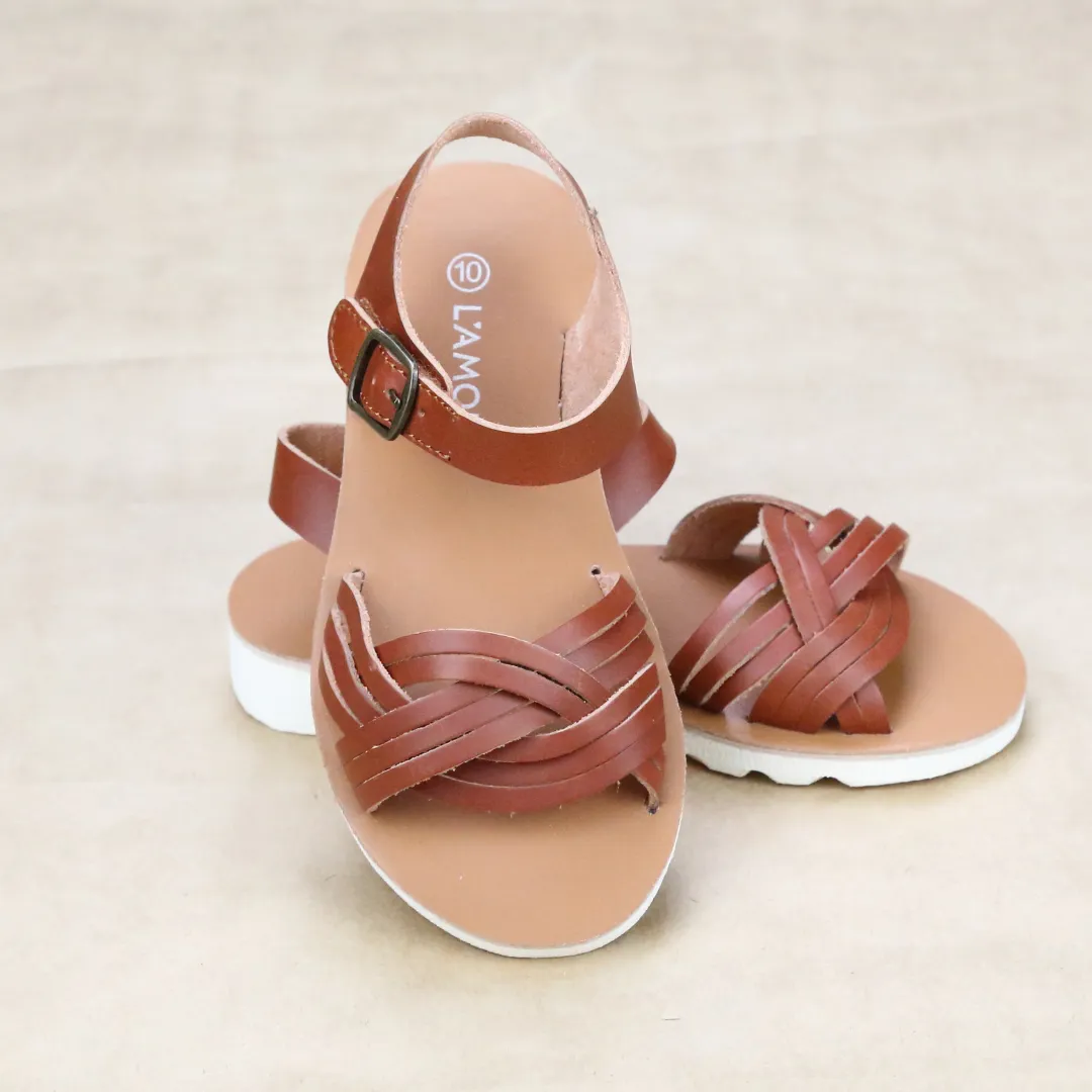 Athena Girls Braided Leather Sandal