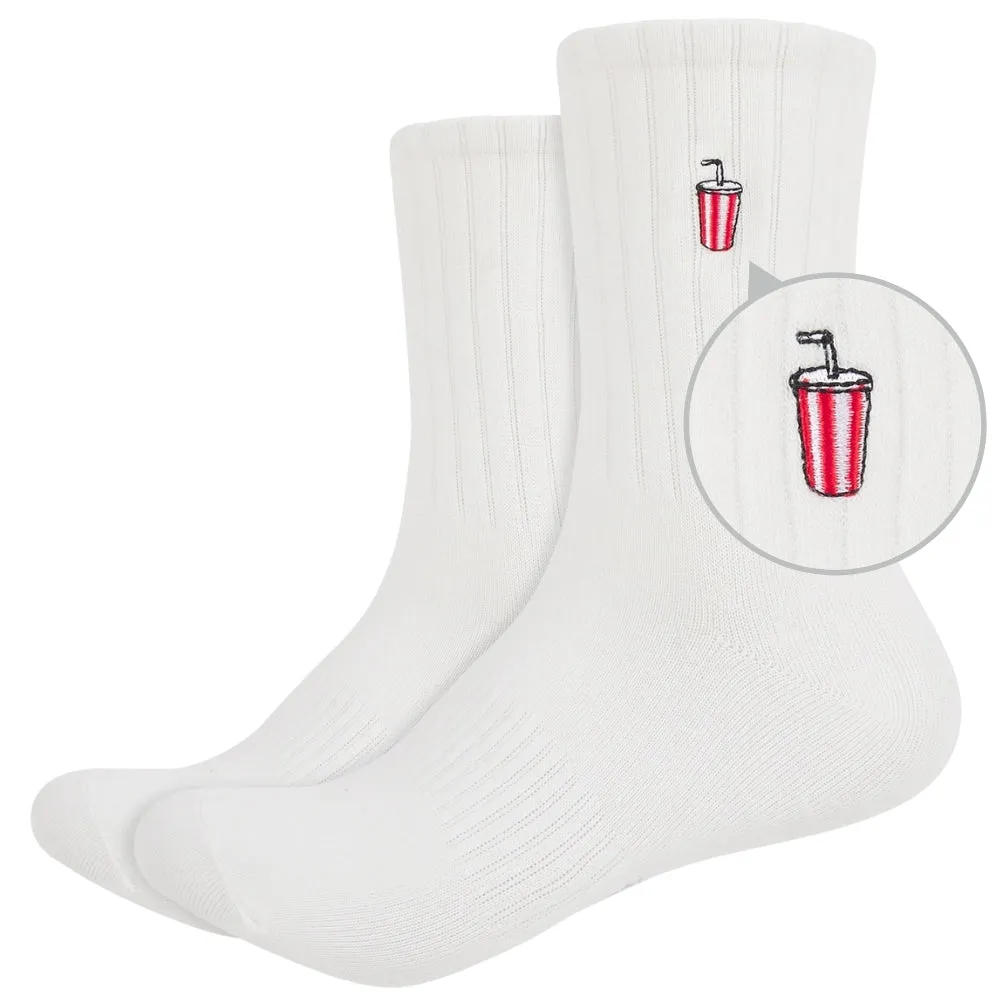 Basic Crew Socks with Fountain Pop Embroidery