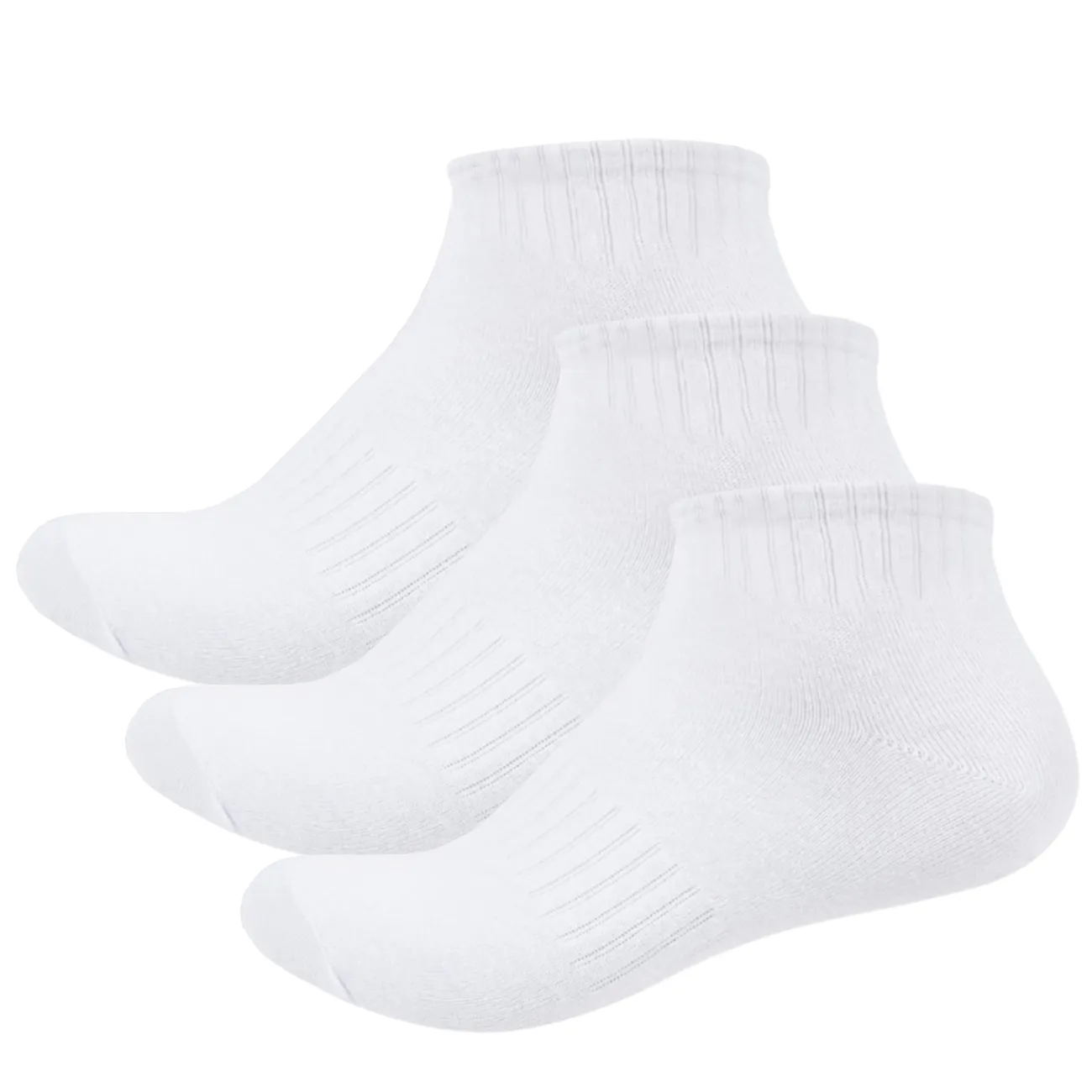 Basic Plain Low Cut Ankle Length Cotton Socks w/ Ribbed Leg and Foot Arch Support