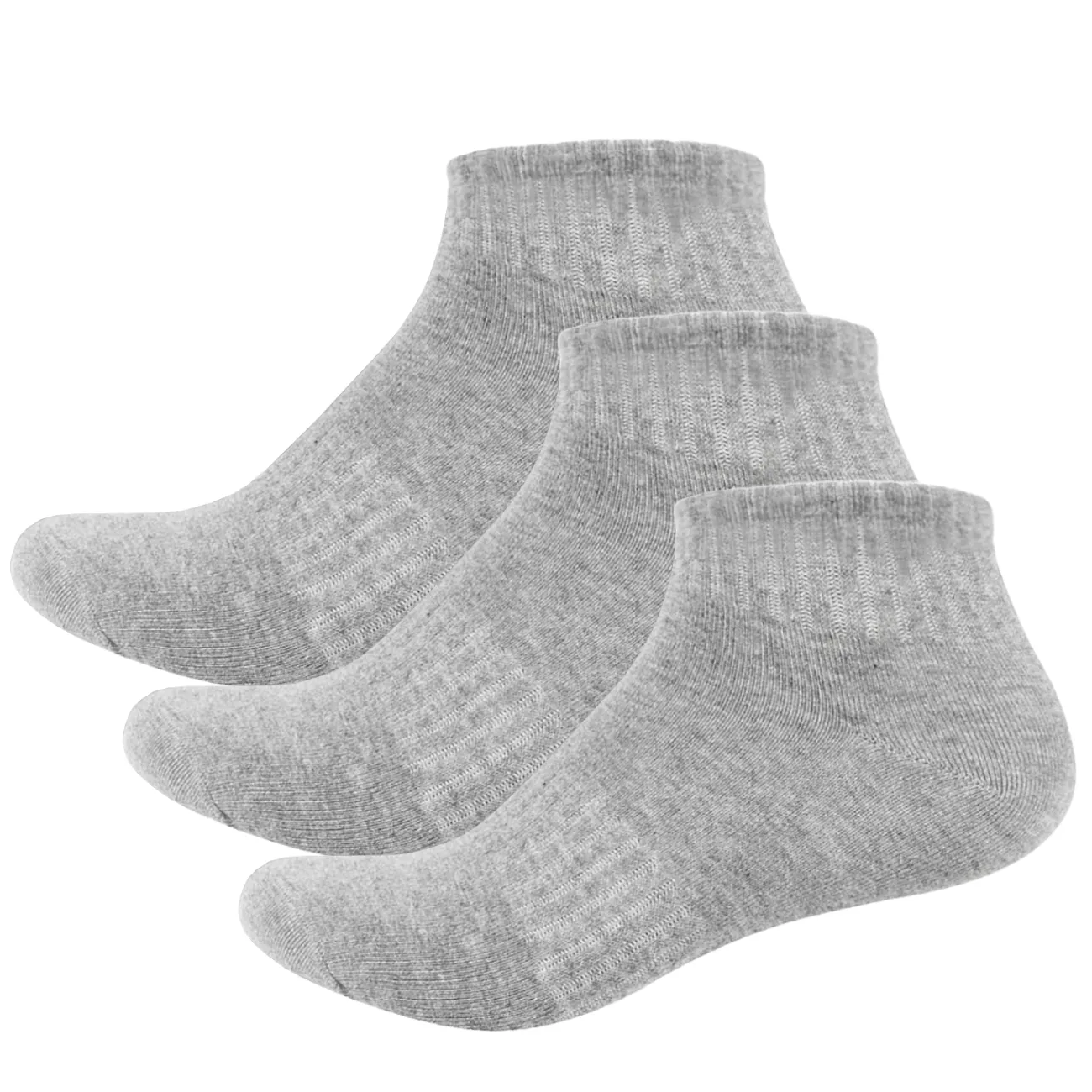 Basic Plain Low Cut Ankle Length Cotton Socks w/ Ribbed Leg and Foot Arch Support