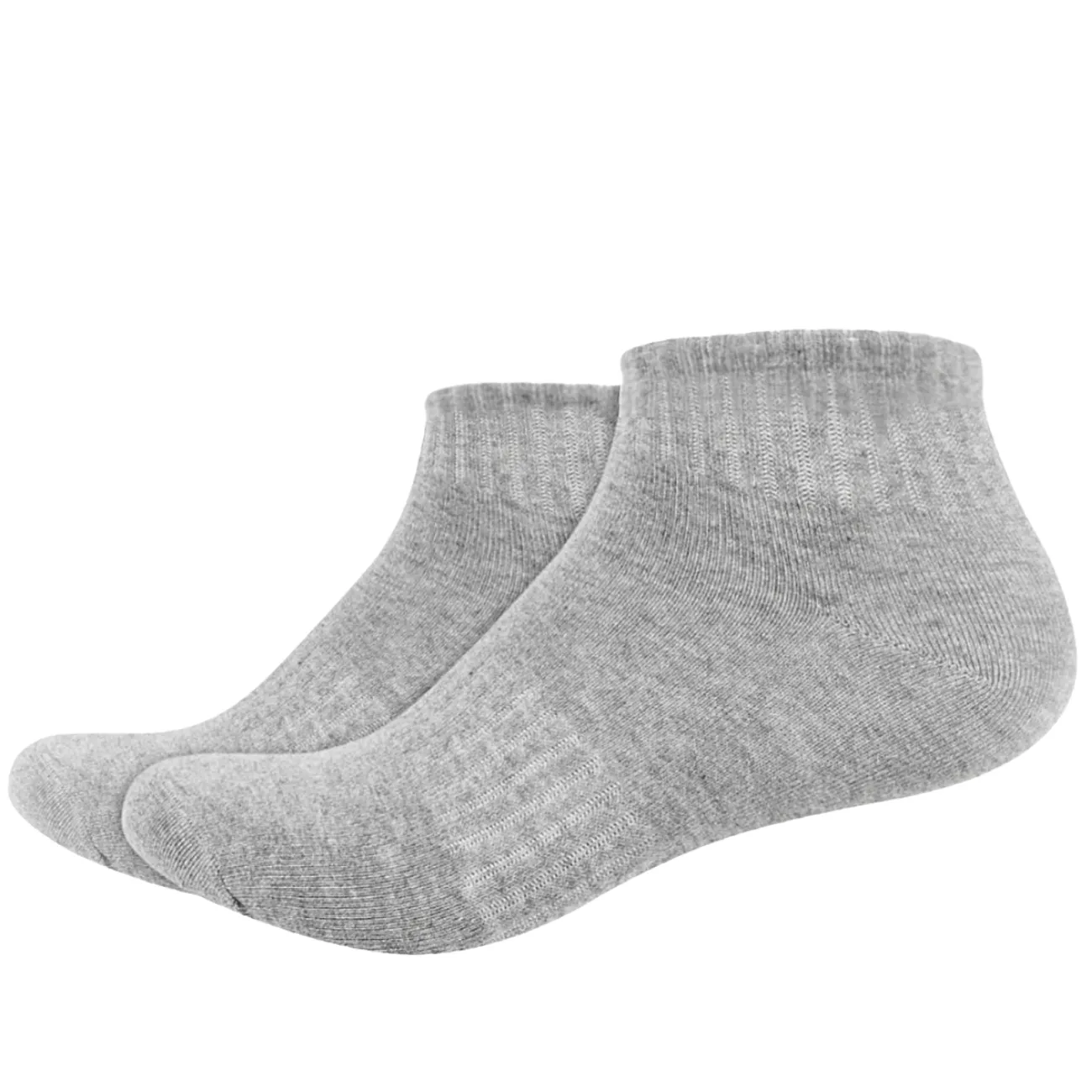 Basic Plain Low Cut Ankle Length Cotton Socks w/ Ribbed Leg and Foot Arch Support
