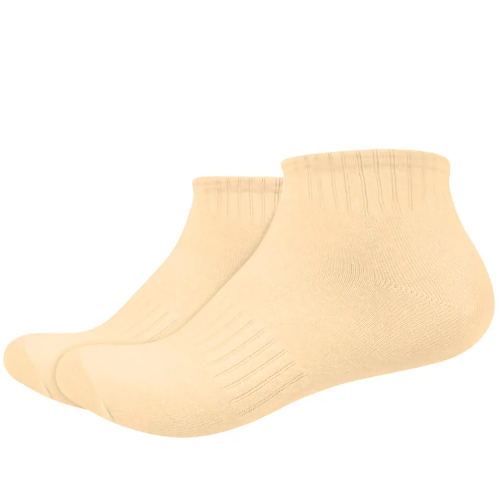Basic Plain Low Cut Ankle Length Cotton Socks w/ Ribbed Leg and Foot Arch Support