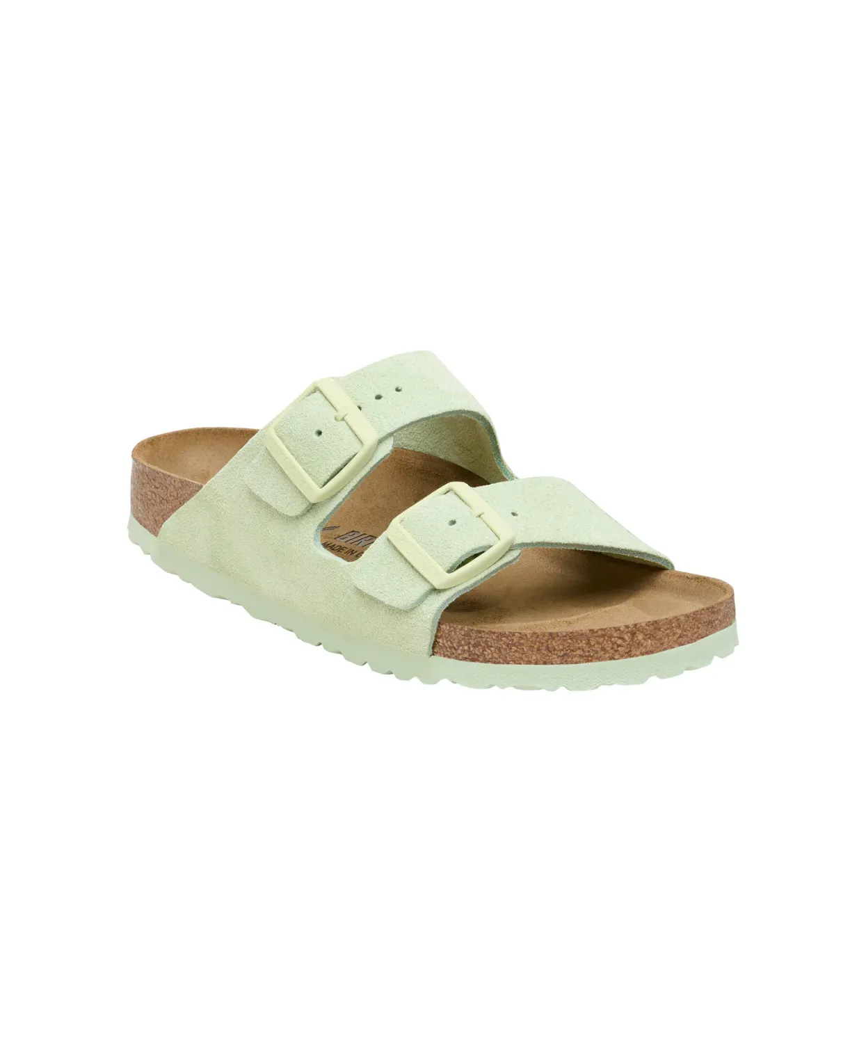 Birkenstock Arizona Suede Leather Faded Lime Sandals