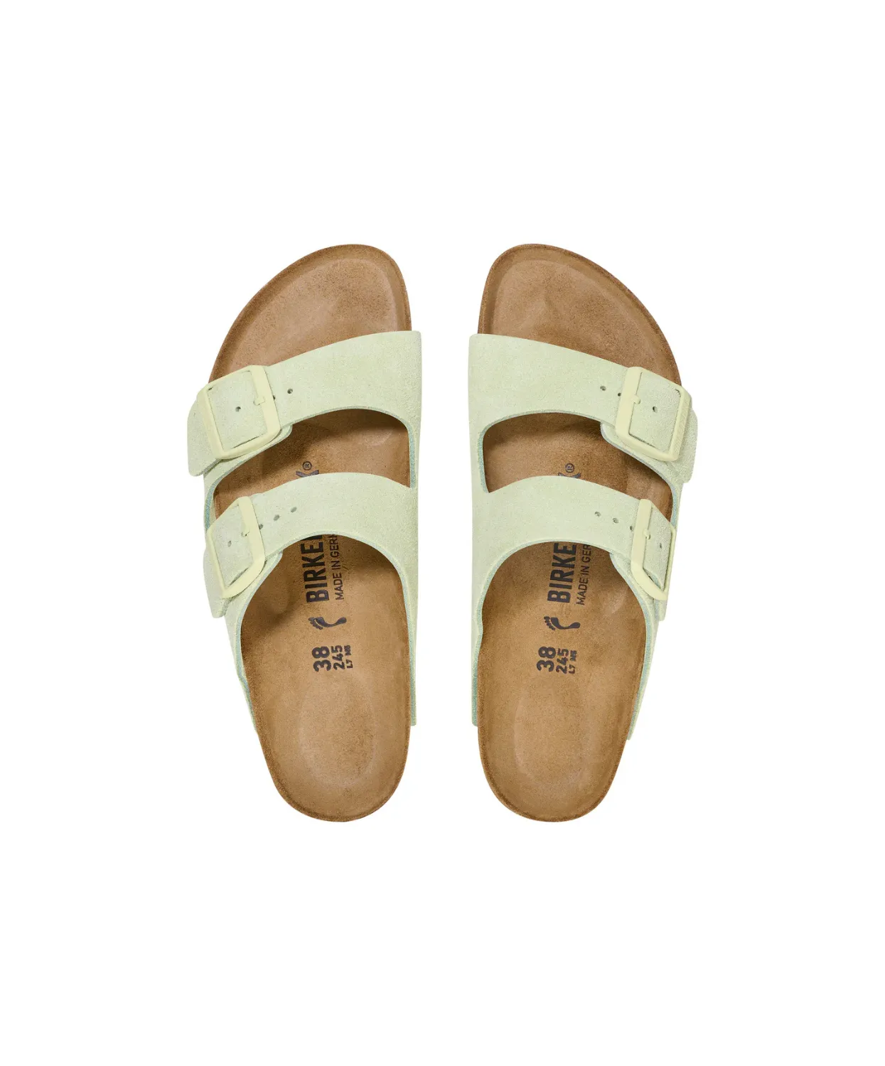Birkenstock Arizona Suede Leather Faded Lime Sandals
