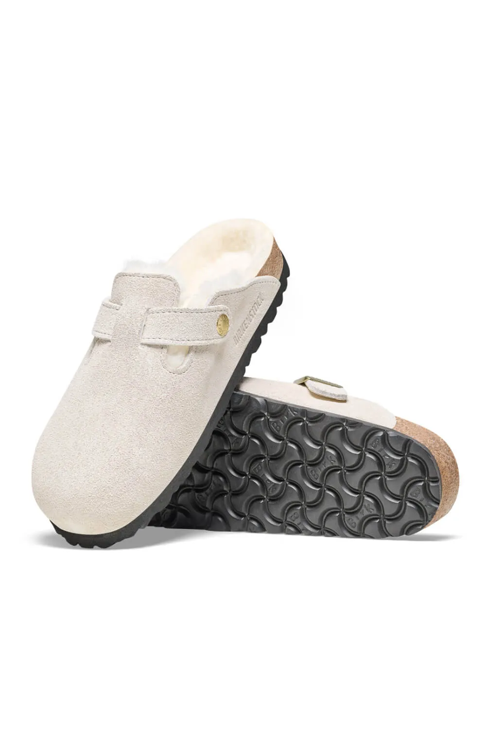 Birkenstock Boston Shearling Clogs for Women in Antique White | 1026192