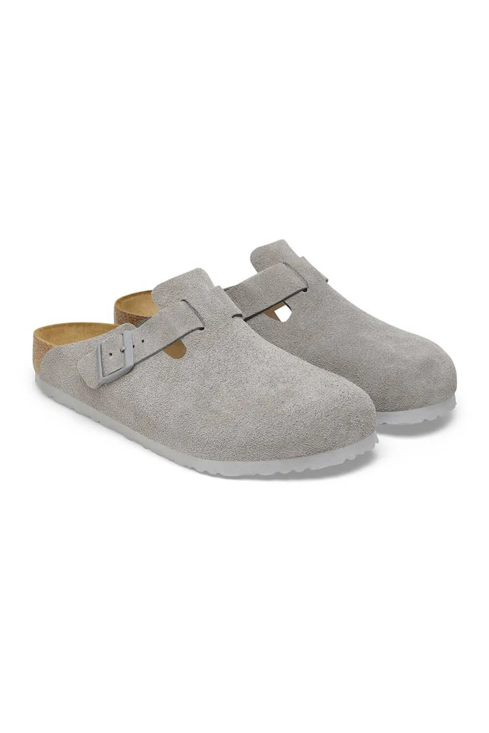 Birkenstock Boston Suede Clogs for Women in Stone Coin | 1027751