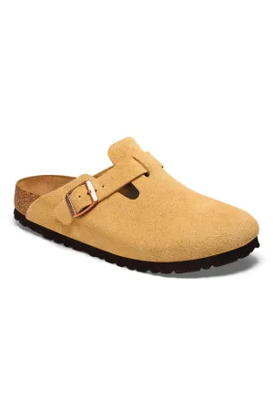 Birkenstock Boston Suede Leather Clogs for Women in Latte Cream | 1026164