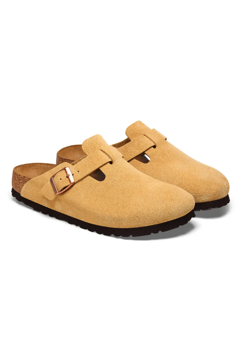 Birkenstock Boston Suede Leather Clogs for Women in Latte Cream | 1026164