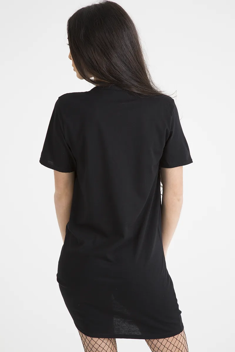 Black Eagle Print Cut Out Pin T-Shirt Dress - Thea