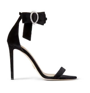 Black Velvet Bow Sandals