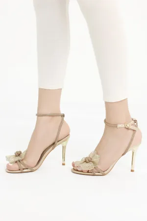 BLUSH BLOSSOM STILETTO SANDALS-GOLD