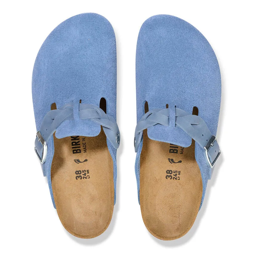 Boston Braided - Elemental Blue Suede and Oiled Leather||Boston tressé - Suède et cuir huilé bleu élémentaire