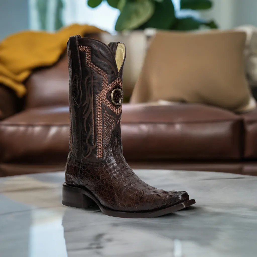 Botas Vaqueras Exoticas de Caiman Nuca Original para Hombre 'El General' - ID: 45082
