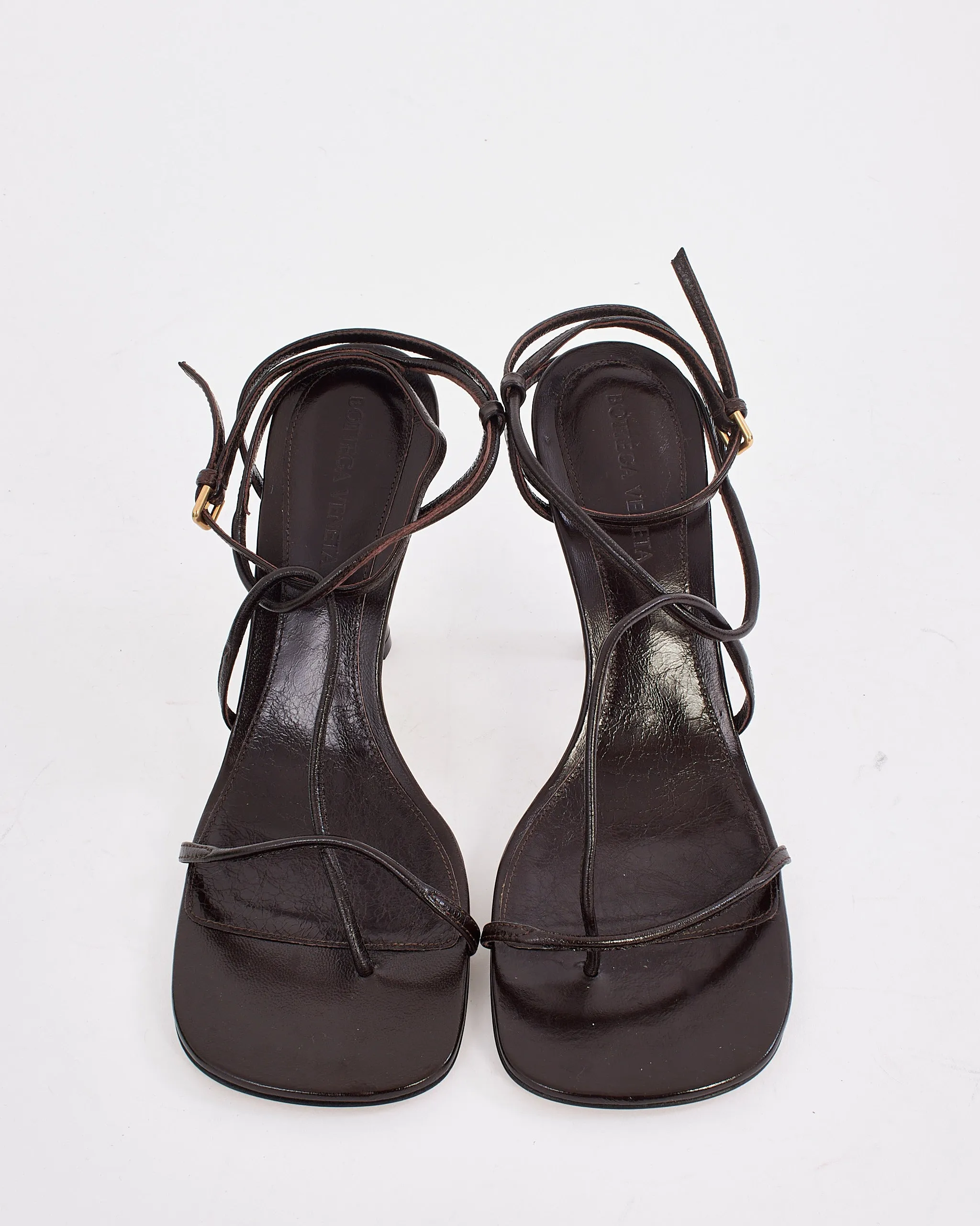 Bottega Veneta Brown Leather Strap Sandals - 38