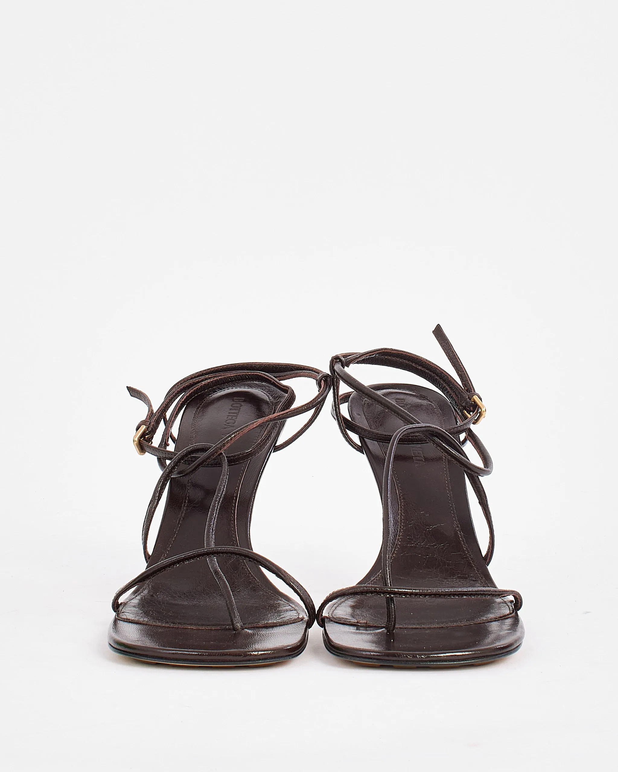 Bottega Veneta Brown Leather Strap Sandals - 38
