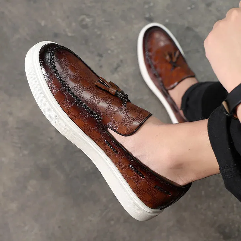 British-style loafers with tassels