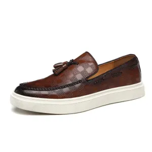 British-style loafers with tassels