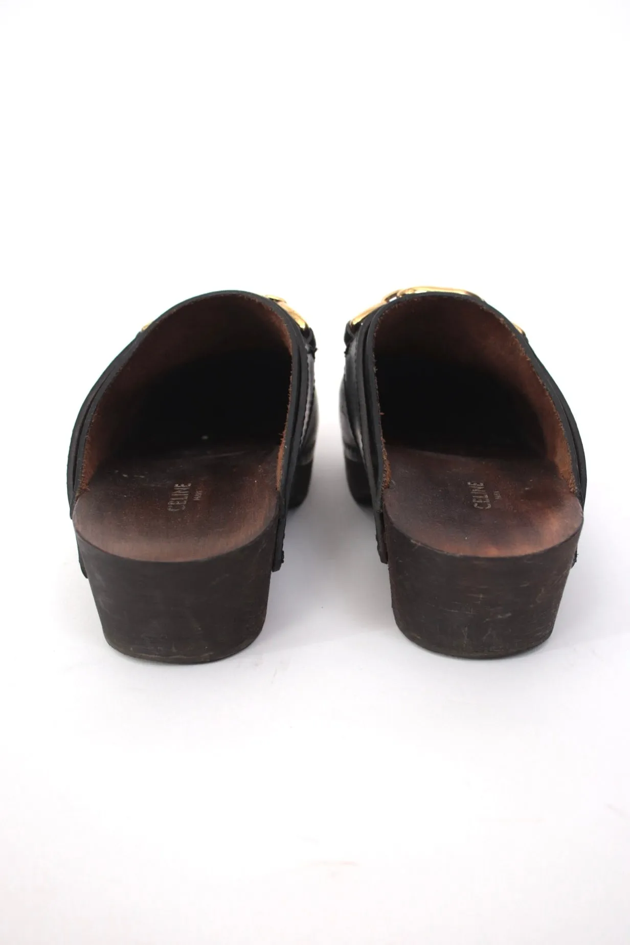 Celine Leather Horse-Bit Clogs