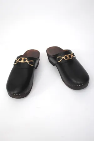 Celine Leather Horse-Bit Clogs