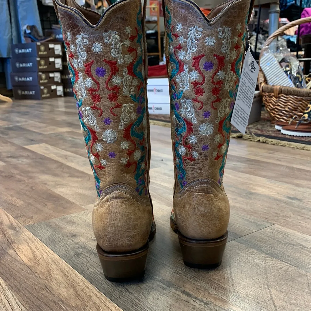 CIRCLE G BY CORRAL WOMEN'S FLORAL EMBROIDERY SNIP TOE WESTERN BOOTS