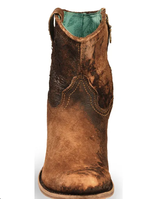 Corral Ladies Abstract Chocolate Tan Lamb Short Booties C1064