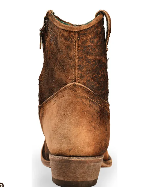 Corral Ladies Abstract Chocolate Tan Lamb Short Booties C1064