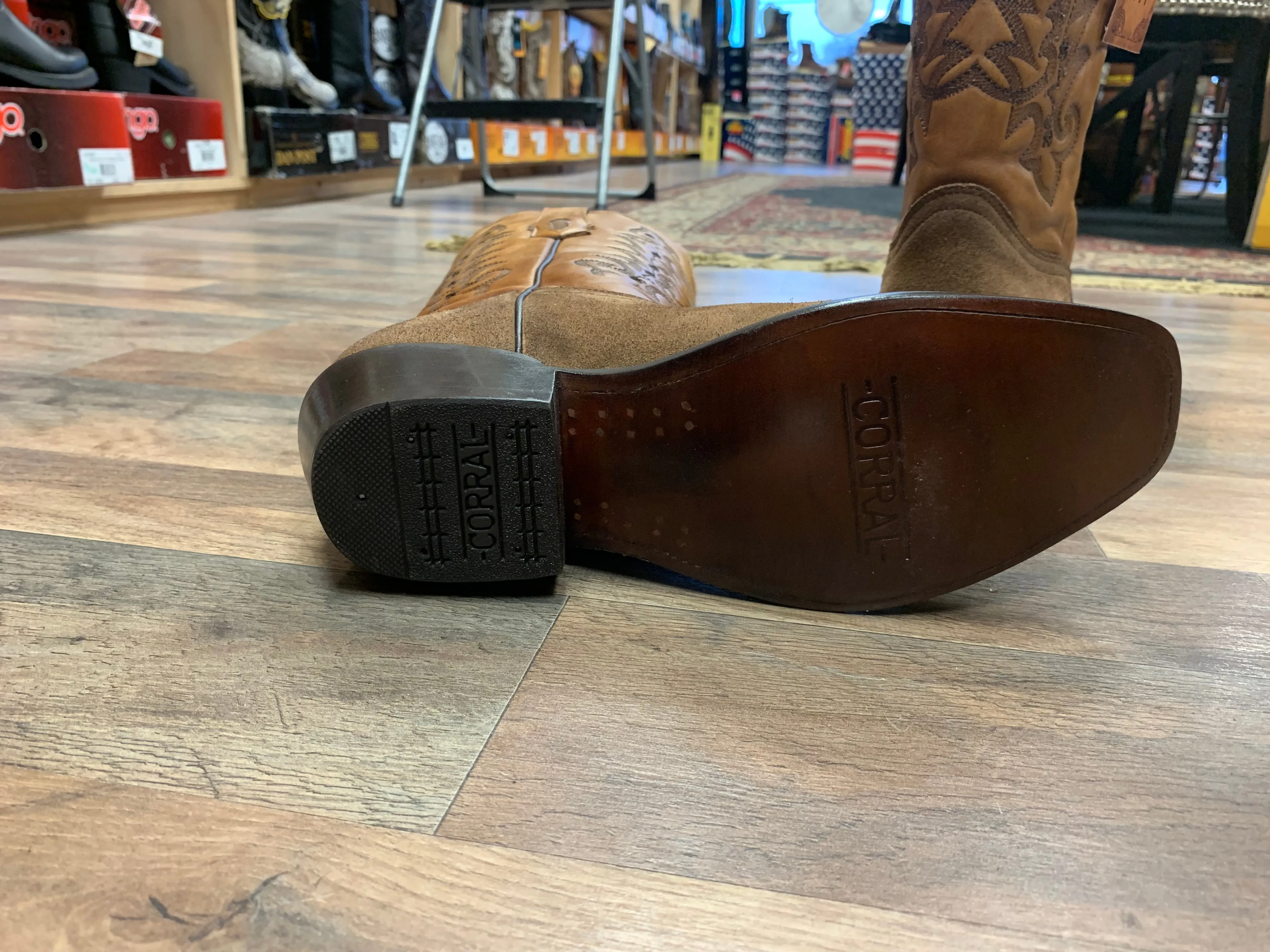 Corral Mens Honey Suede Narrow Square Toe