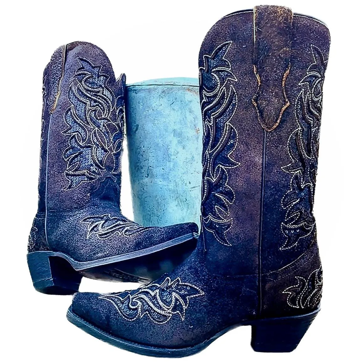 CORRAL Sequin Inlay Black Snip Toe Cowgirl Cowboy Western Boots