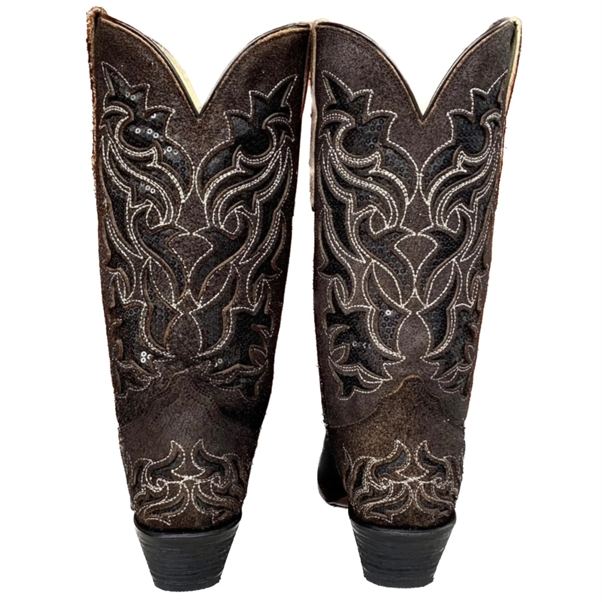 CORRAL Sequin Inlay Black Snip Toe Cowgirl Cowboy Western Boots