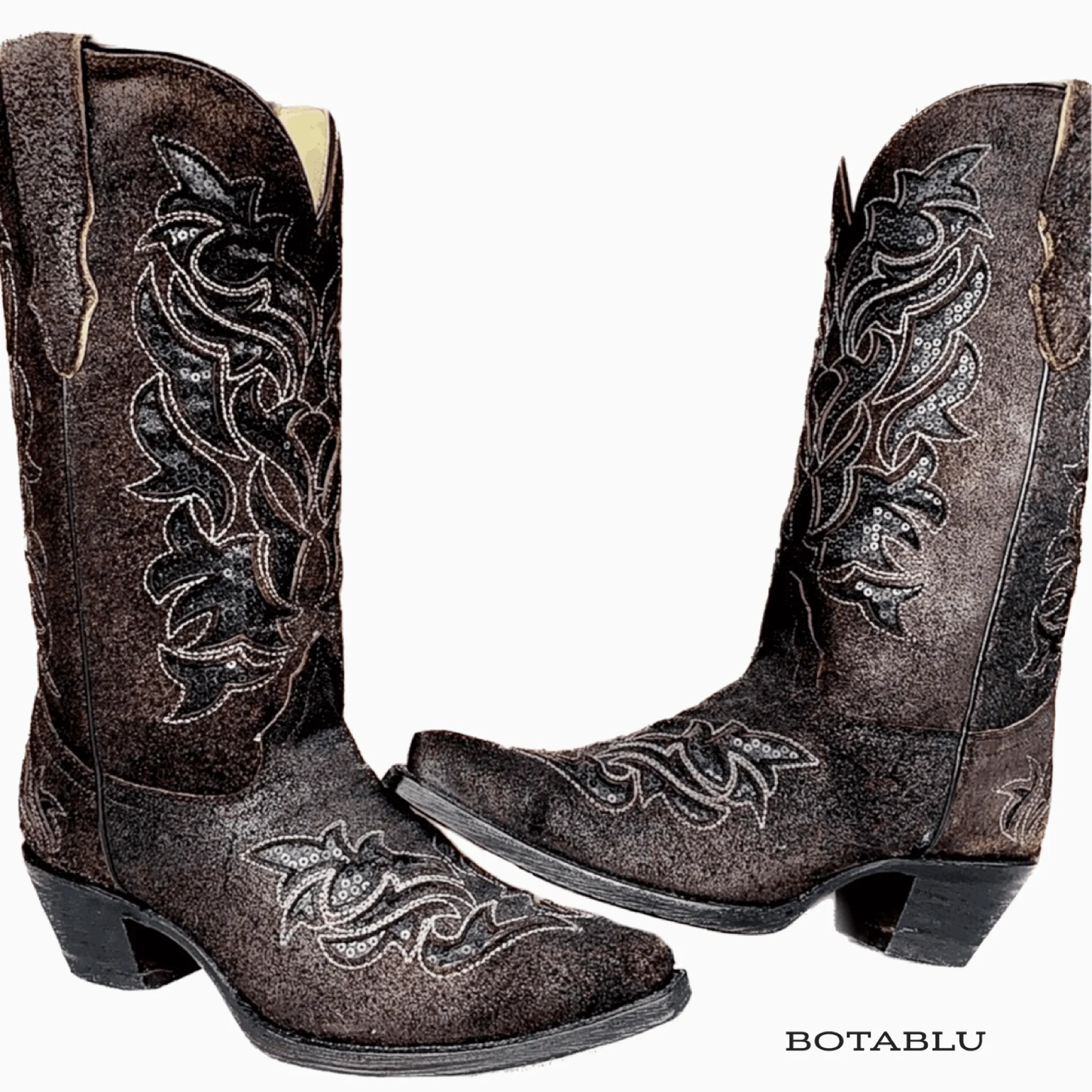 CORRAL Sequin Inlay Black Snip Toe Cowgirl Cowboy Western Boots