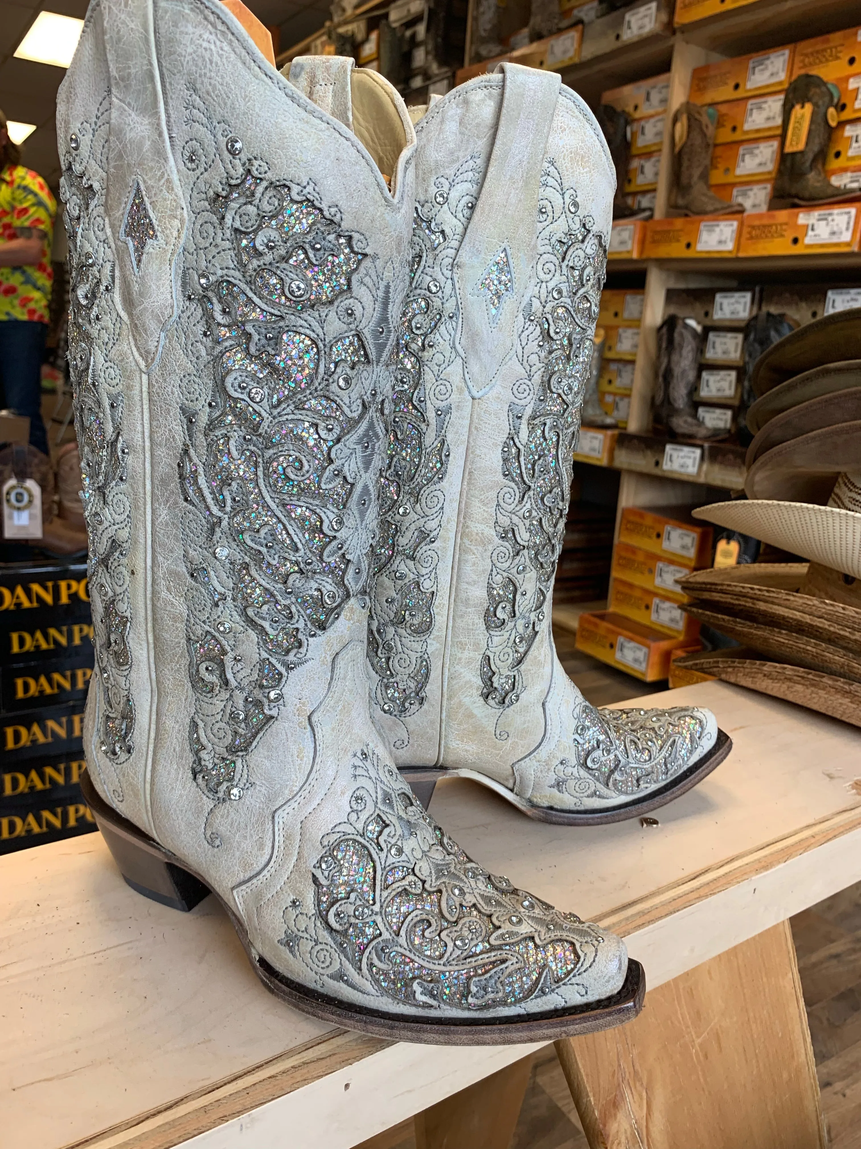 Corral White Glitter Inlay and Crystals A3322