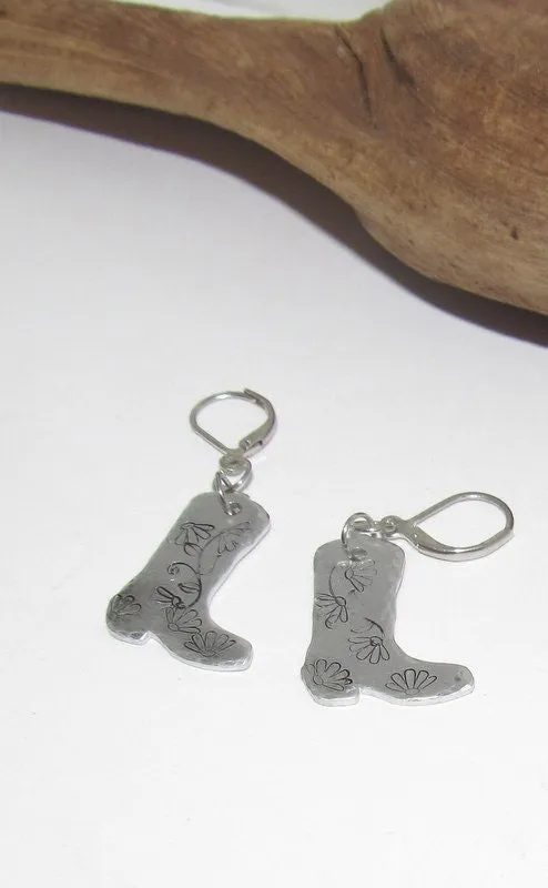 cow boy boots dangle earrings , cow girl  custom western theme earrings, personalized western jewelry , cow girl accessories