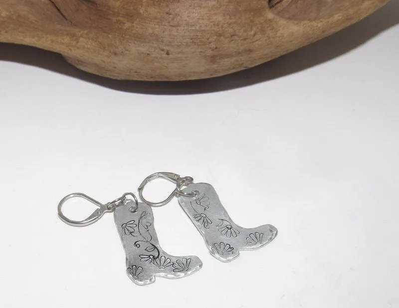 cow boy boots dangle earrings , cow girl  custom western theme earrings, personalized western jewelry , cow girl accessories