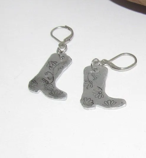 cow boy boots dangle earrings , cow girl  custom western theme earrings, personalized western jewelry , cow girl accessories